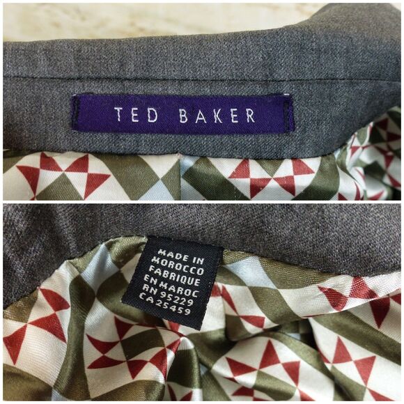 Ted Baker London Blazer Jacket Men 40R Gray Debonair Wool Two Button Suit Coat - Picture 11 of 13